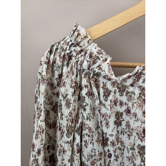 Free People Women’s M Floral Off The Shoulder Smocked Bodysuit Top - Picture 3 of 8